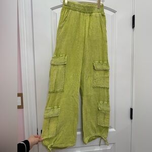 XS extra small  fun Green Gauze cargo jogger pants ban jara